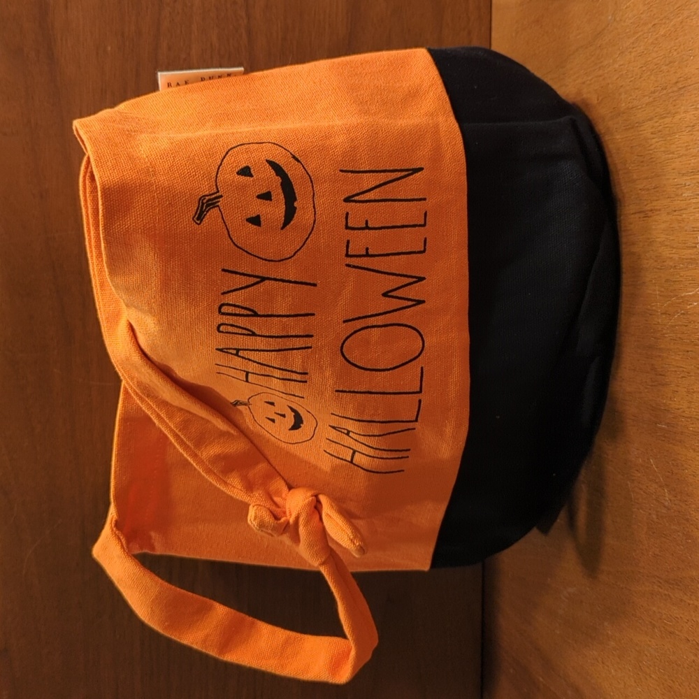 Rae Dunn Halloween candy bag - orange and print